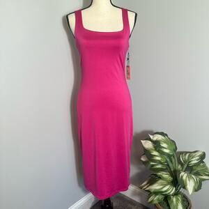 Sincerely Jules square neck sleeveless pink cocktail body con dress new large